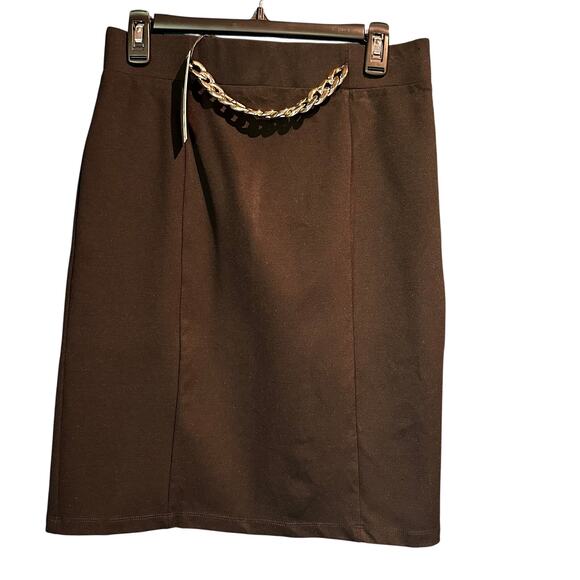 Tahari Black skirt NWT Medium Chain Detail Work Office Business Professional - Picture 1 of 8